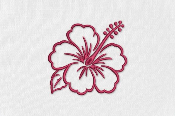 Outline Tropical Hibiscus Flower
