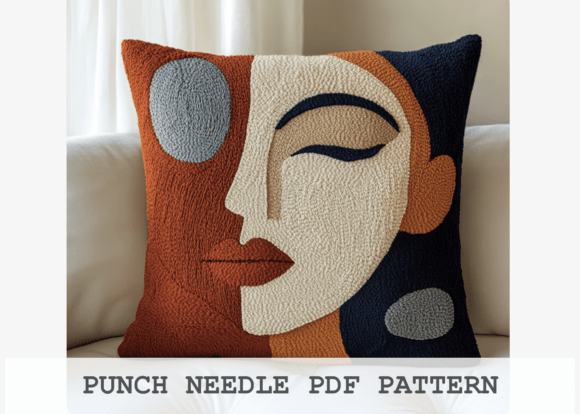 Picasso Style Face Punch Needle Pattern