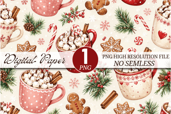 Pink Christmas Cocoa Digital Paper