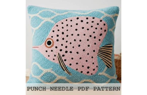Pink Dotted Fish Punch Needle Pattern