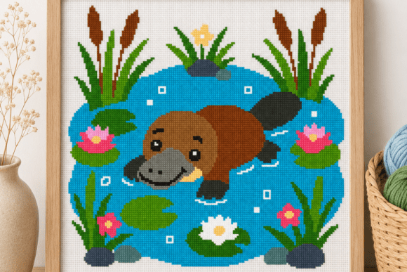 Platypus Pond Cross Stitch Pattern