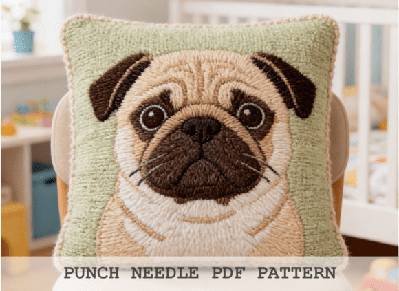 Pug Face Punch Needle Pattern
