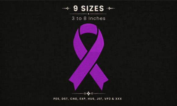 Purple Awareness Ribbon Embroidery DST