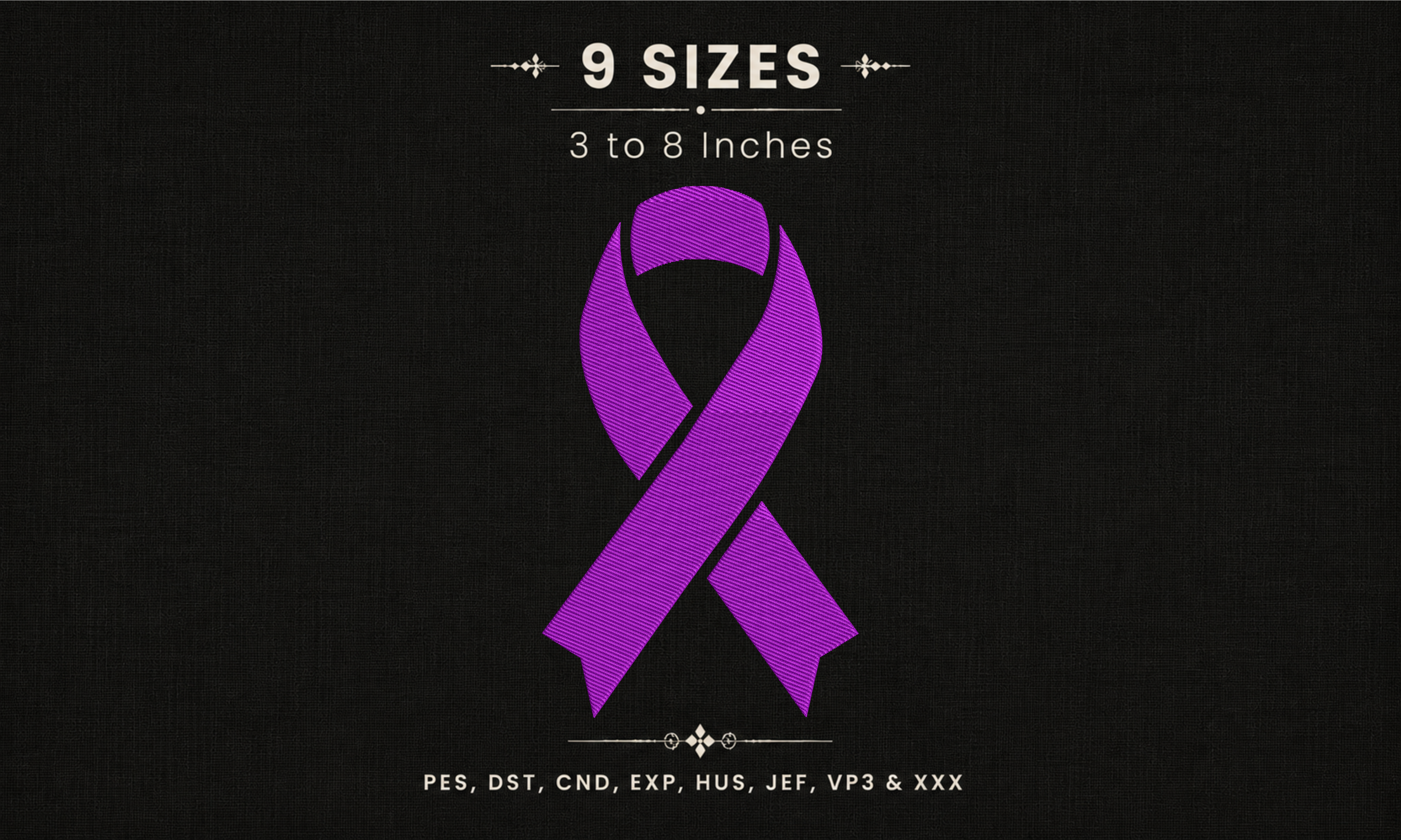 Purple Awareness Ribbon Embroidery DST