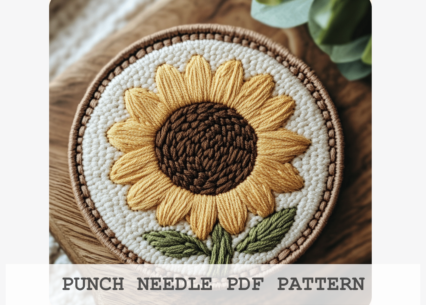 Round Sunflower Punch Needle Pattern