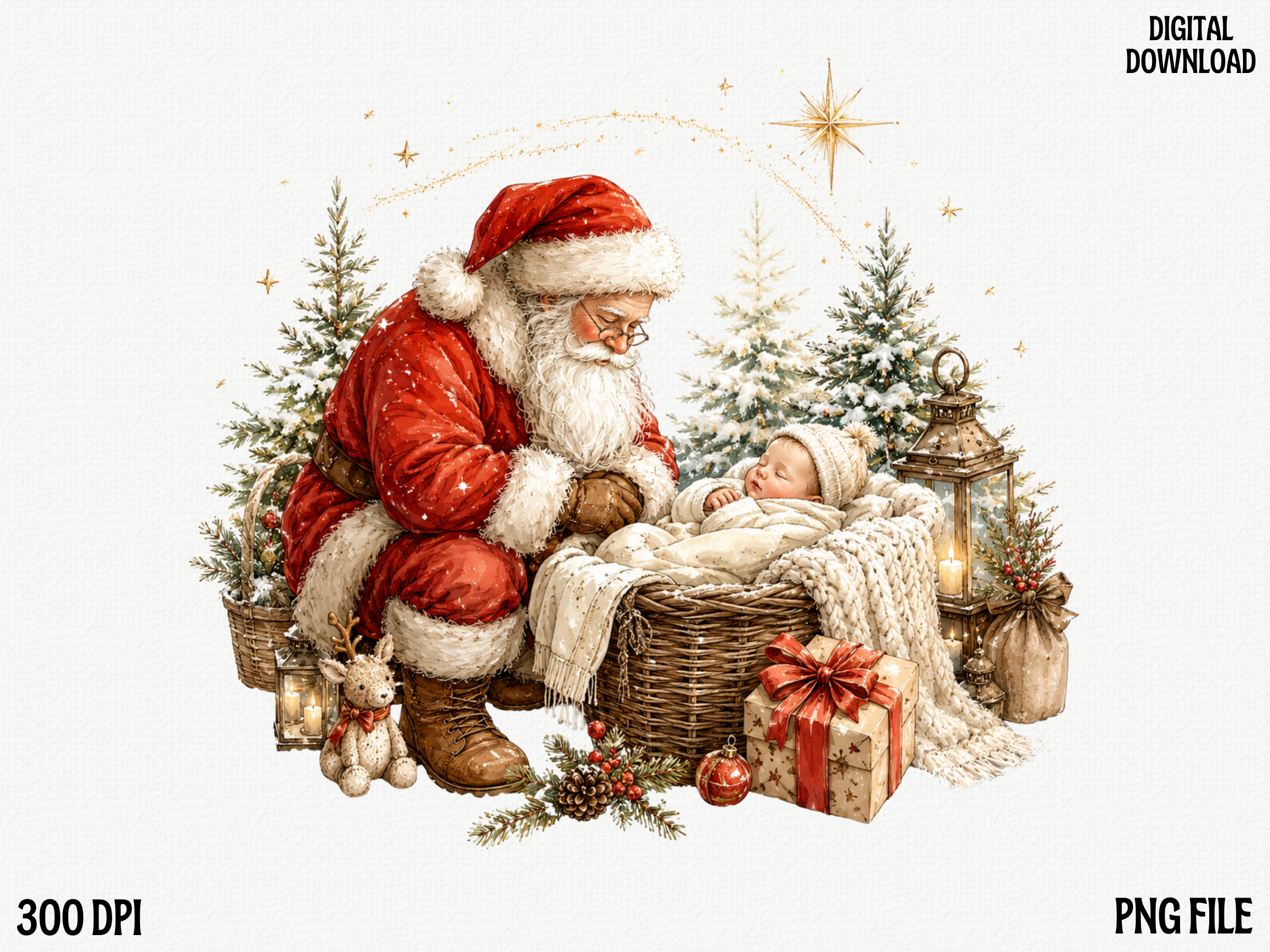 Santa Baby Christmas PNG, Vintage Santa