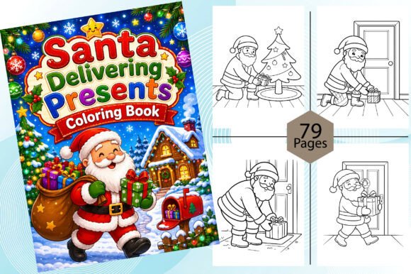 Santa Delivering Presents Coloring Book