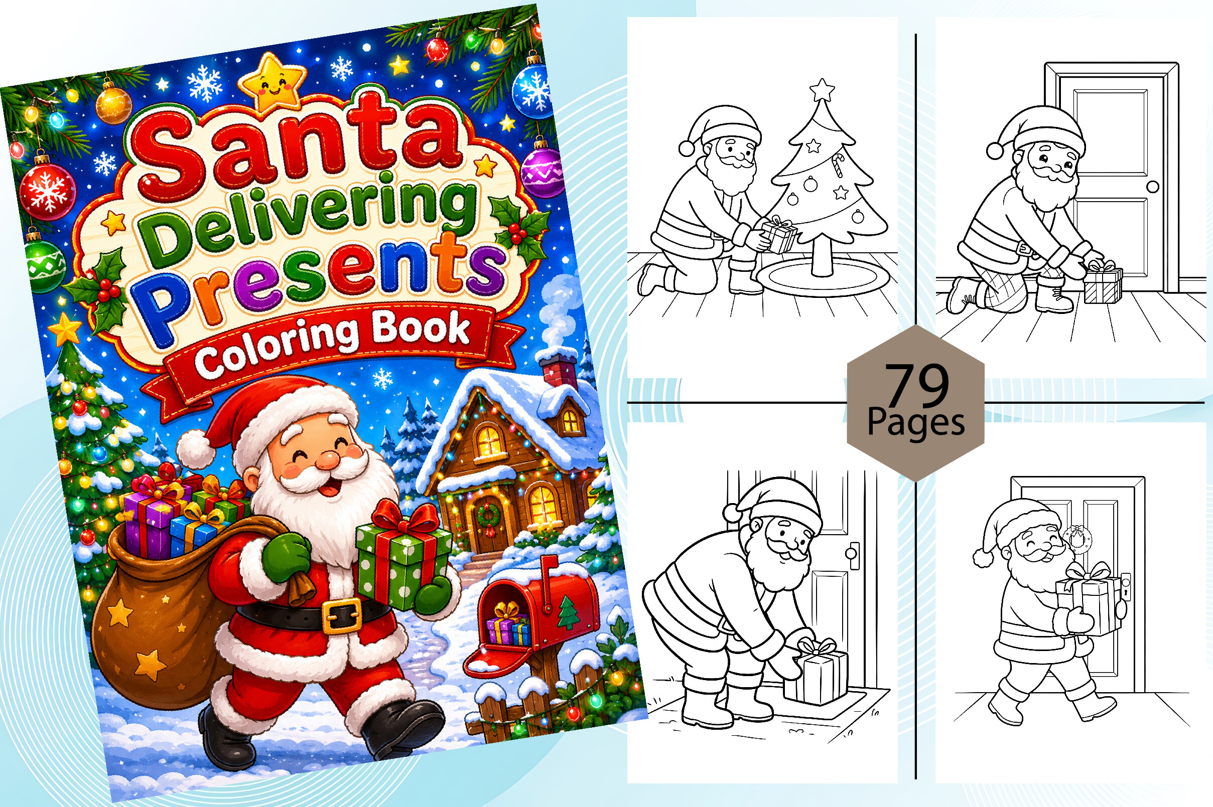 Santa Delivering Presents Coloring Book
