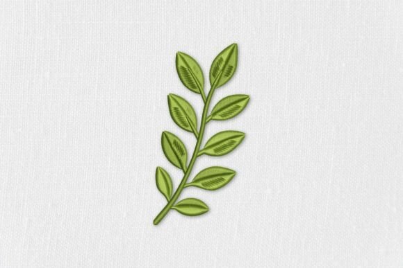 Simple Laurel Greenery Branch Embroidery