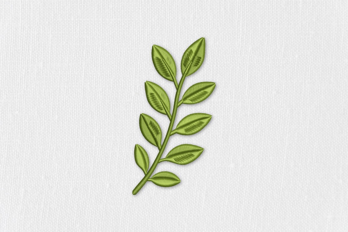 Simple Laurel Greenery Branch Embroidery