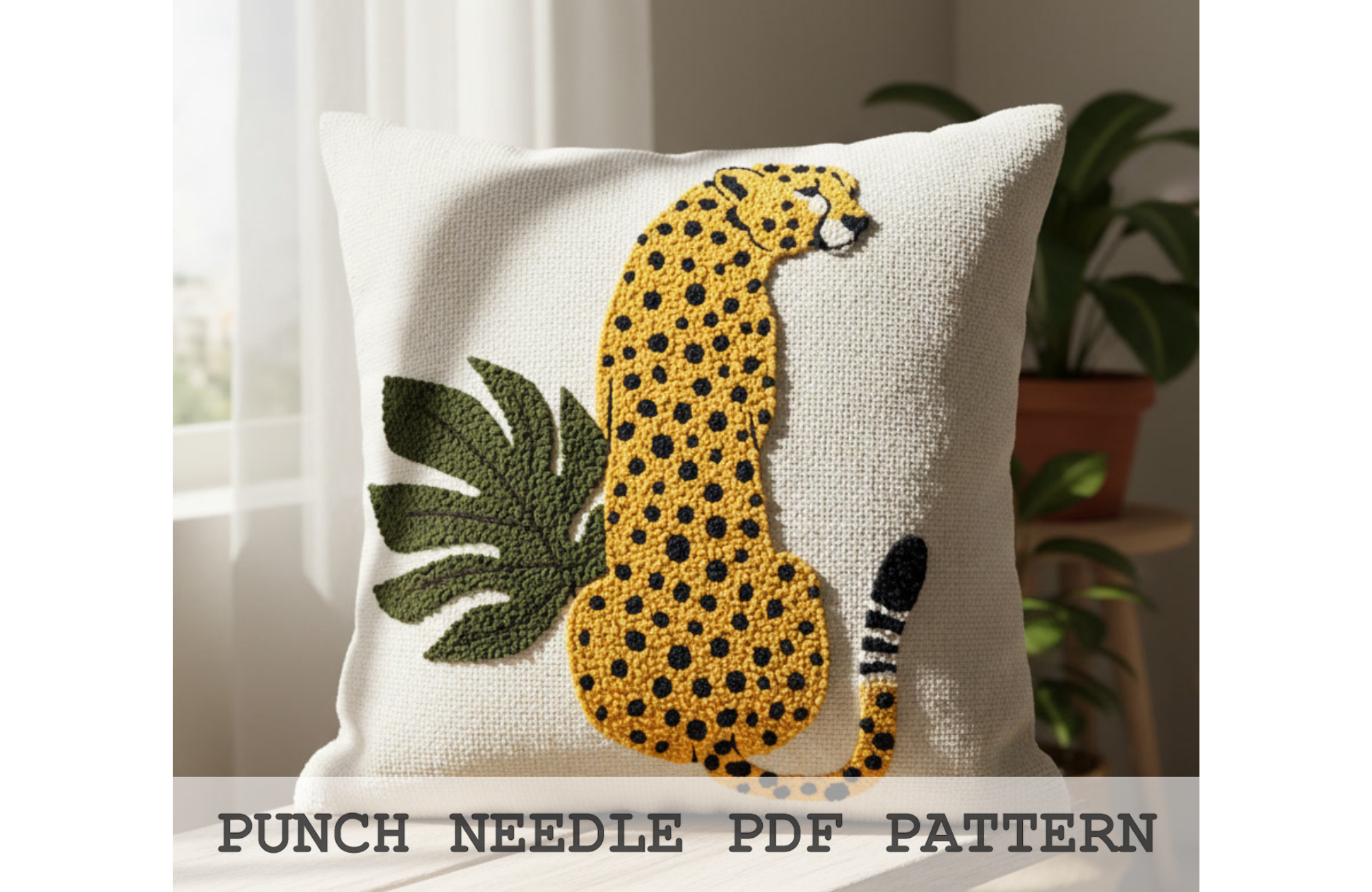 Sitting Cheetah Punch Needle Pattern