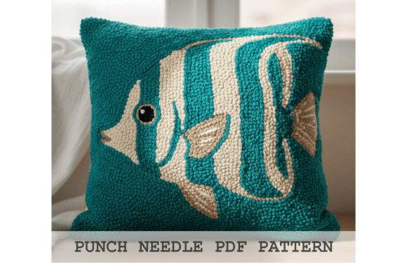 Teal Angelfish Punch Needle Pattern