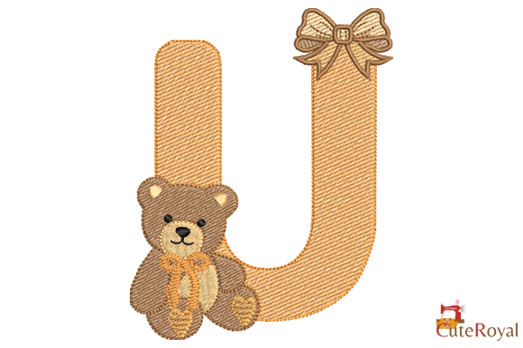 Teddy Bear Monogram Letter U – 6 Sizes