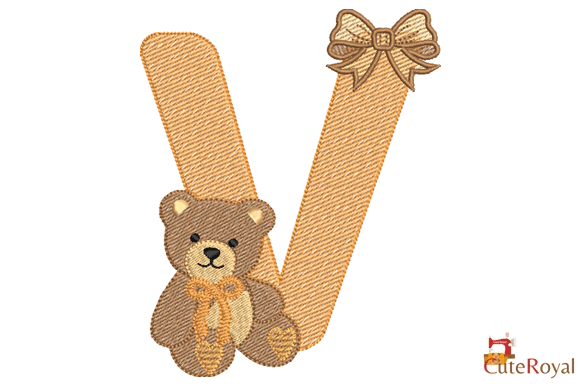Teddy Bear Monogram Letter V – 6 Sizes