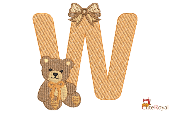 Teddy Bear Monogram Letter W – 6 Sizes