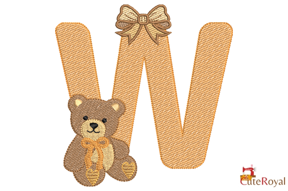 Teddy Bear Monogram Letter W – 6 Sizes
