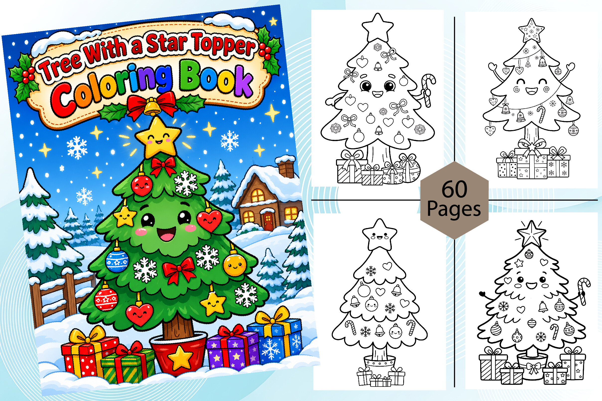 Tree with a Star Topper Coloring Book