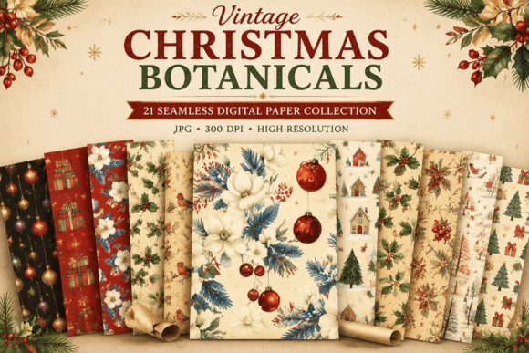 Vintage Christmas Botanicals Digital