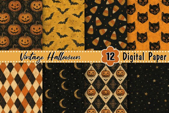 Vintage Halloween Digital Paper