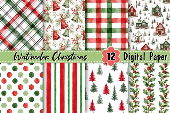 Watercolor Christmas Digital Paper