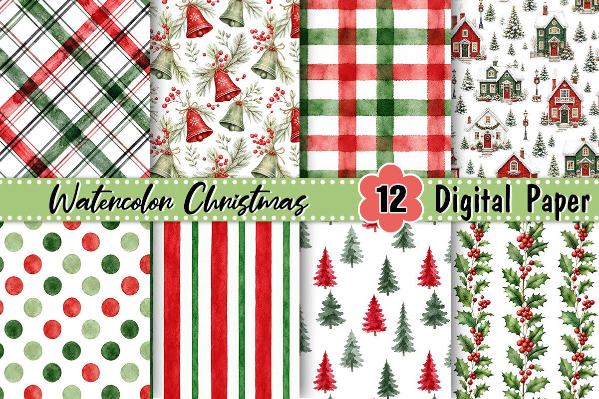 Watercolor Christmas Digital Paper