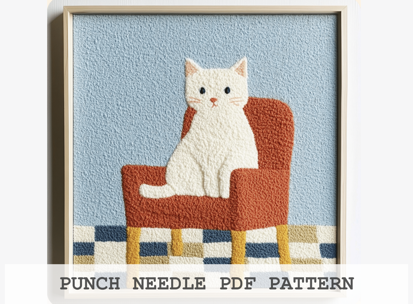 White Cat Armchair Punch Needle Pattern