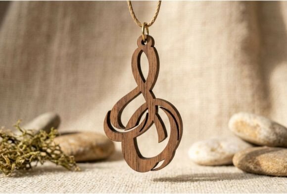 Abstract Loop Swirl Wooden Pendant Laser Cutting