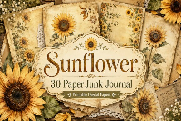 Antique Sunflower Botanical Junk Journal