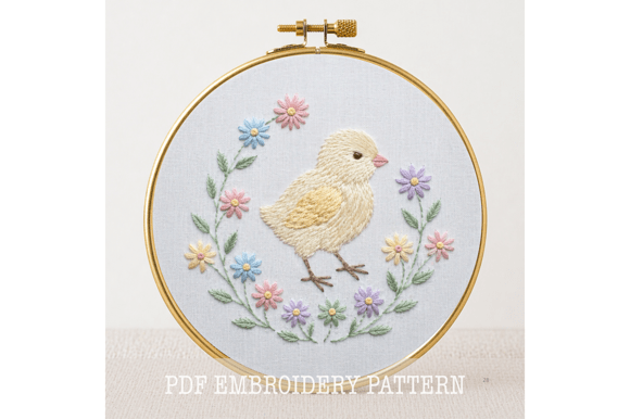 Baby Chick Floral Embroidery Pattern