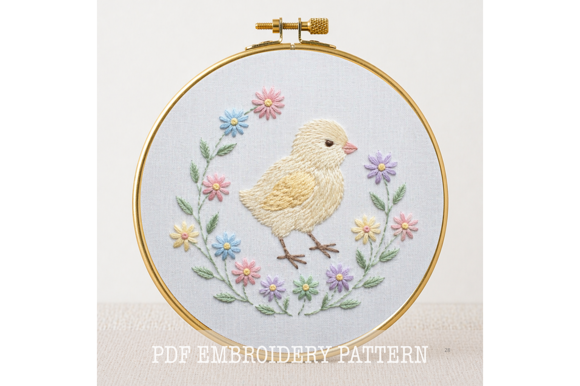 Baby Chick Floral Embroidery Pattern