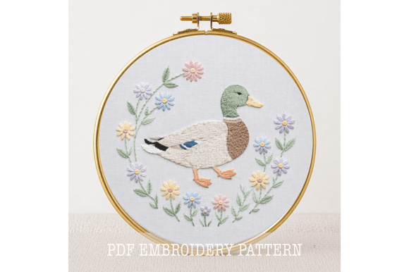Baby Duck Floral Embroidery Pattern