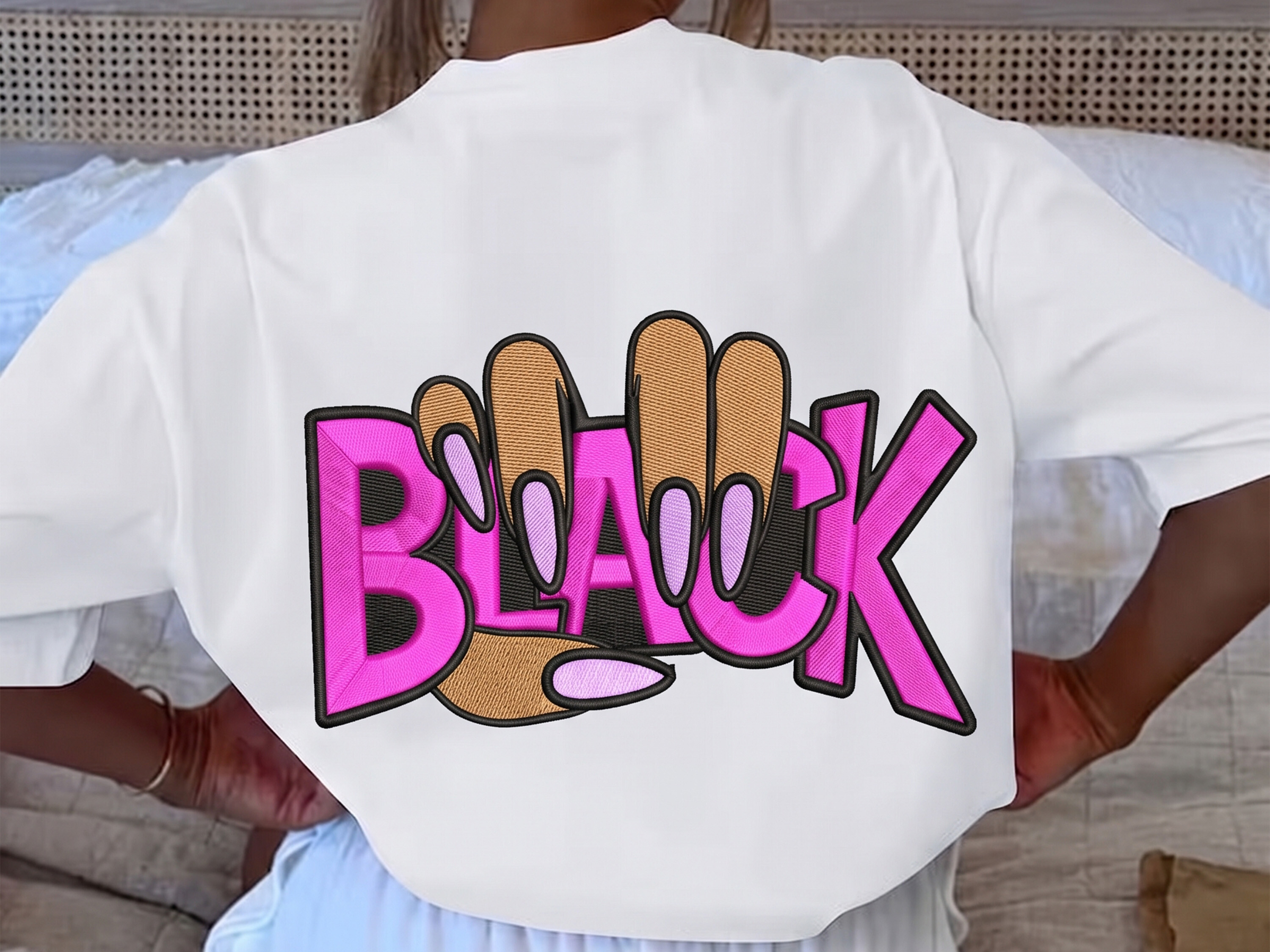 Black Girl Embroidery Design , 4 Size