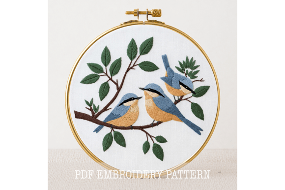 Bluebird Trio Embroidery Pattern