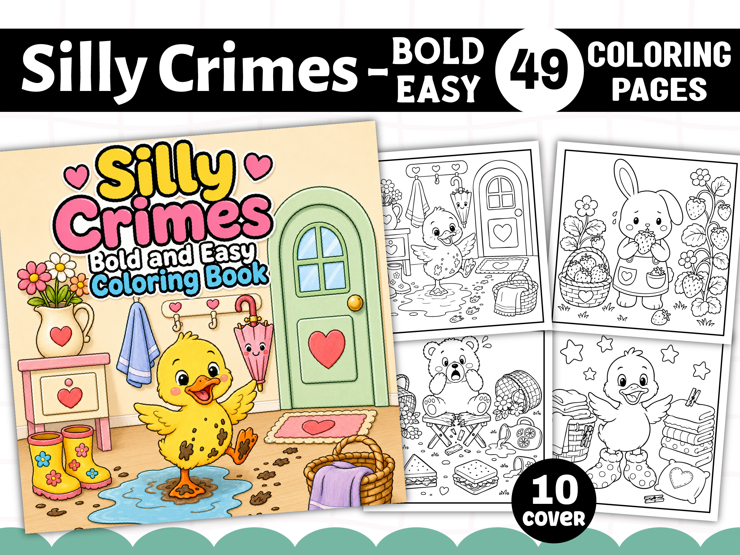 Bold and Easy Silly Crimes Coloring Book