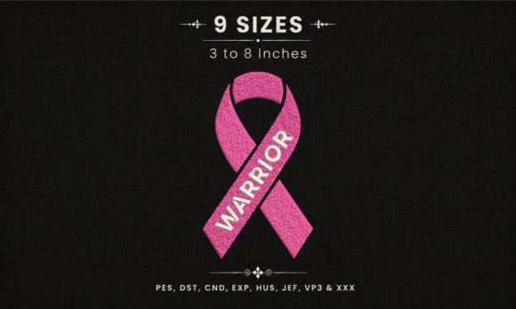 Breast Cancer Warrior Ribbon Embroidery