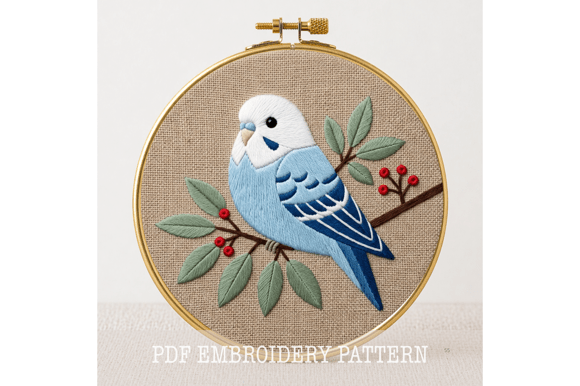 Budgie Berry Embroidery Pattern