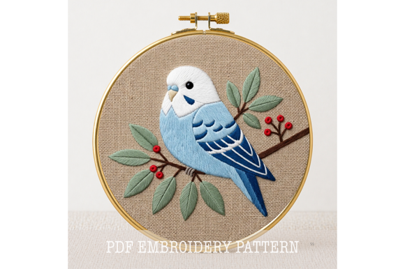 Budgie Berry Embroidery Pattern