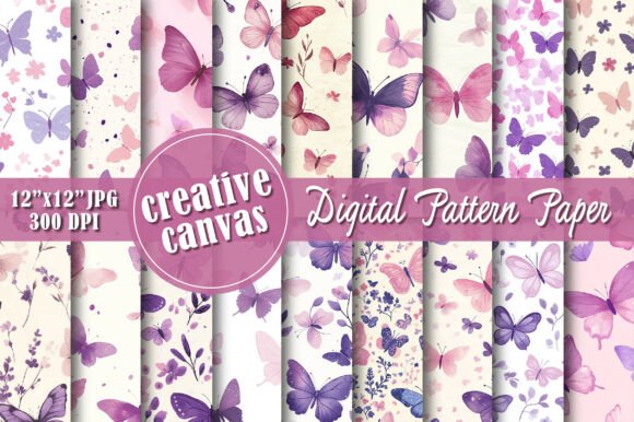 Butterfly Floral Seamless Digital Paper