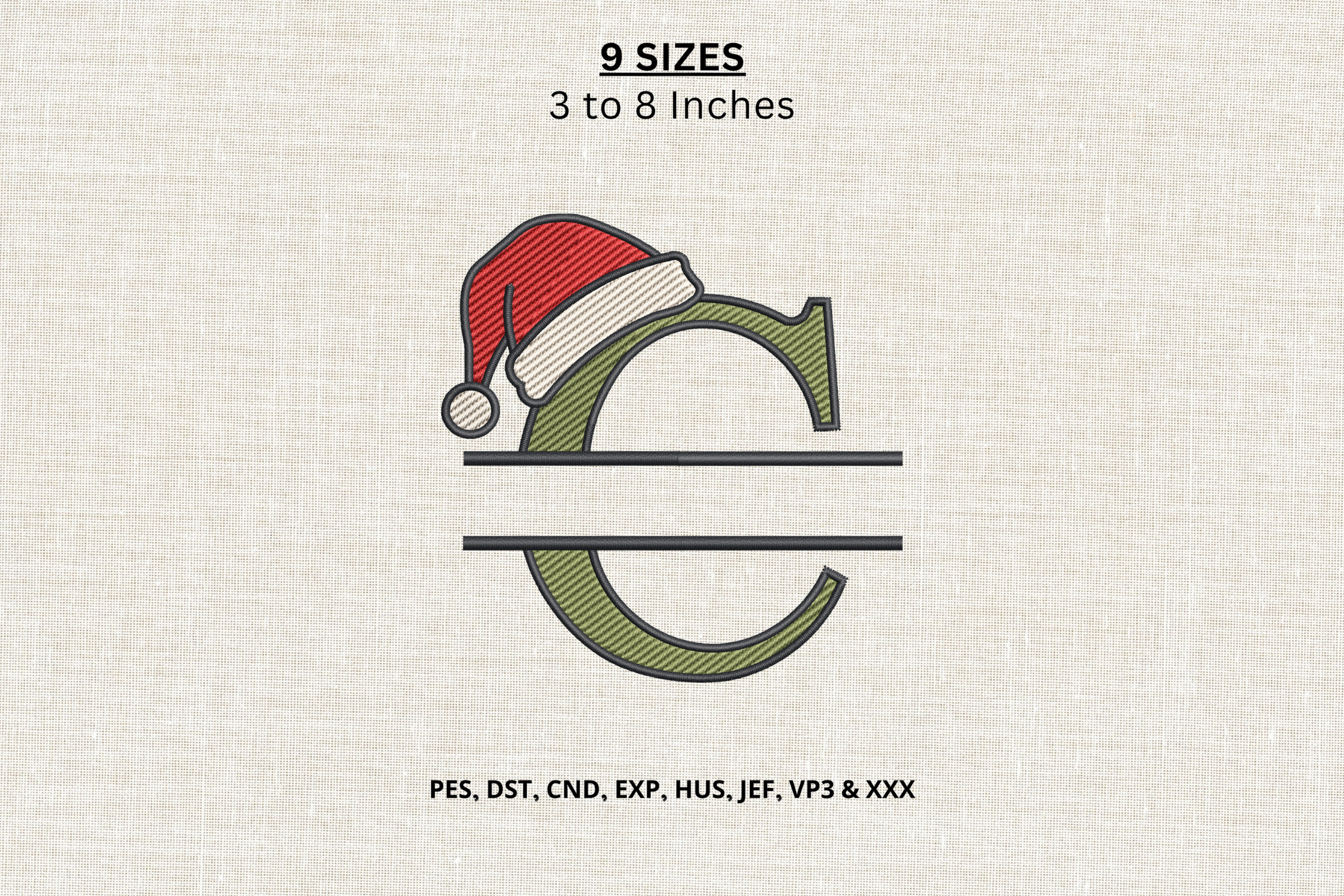 Christmas Monogram C Machine Embroidery