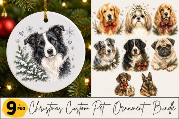 Christmas Pet Custom Ornament Bundle PNG