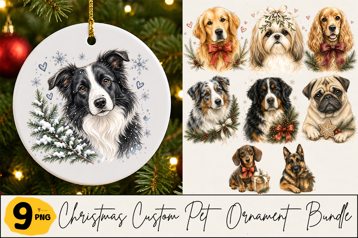Christmas Pet Custom Ornament Bundle PNG