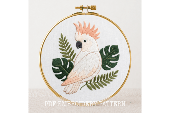 Cockatoo Tropical Embroidery Pattern