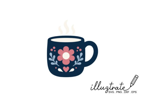 Coffee Mug Svg Floral Clipart Graphics