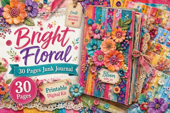 Colorful Mixed Media Floral Papers