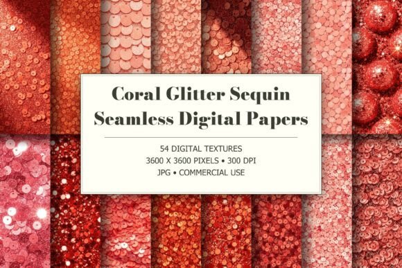 Coral Glitter Sequin Textures