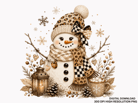 Cozy Christmas Snowman Winter PNG Graphic Illustrations By SvgCuttingShop