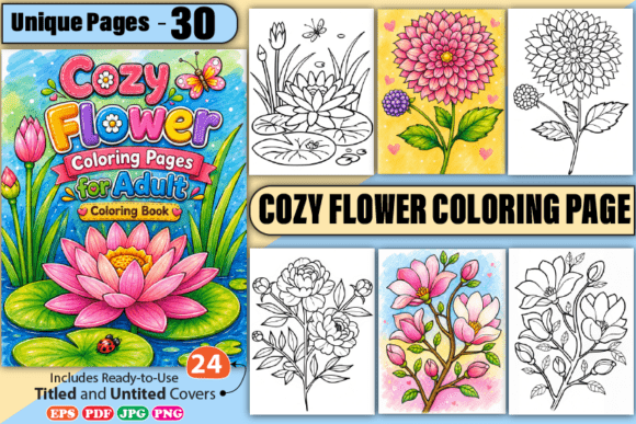 Cozy Flower Coloring Pages for Adult