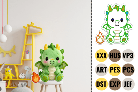 Cute Baby Dragon Embroidery Design