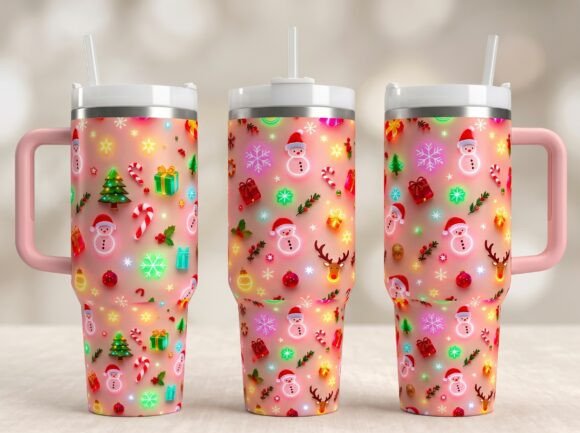 Cute Christmas 40oz Tumbler Wrap PNG