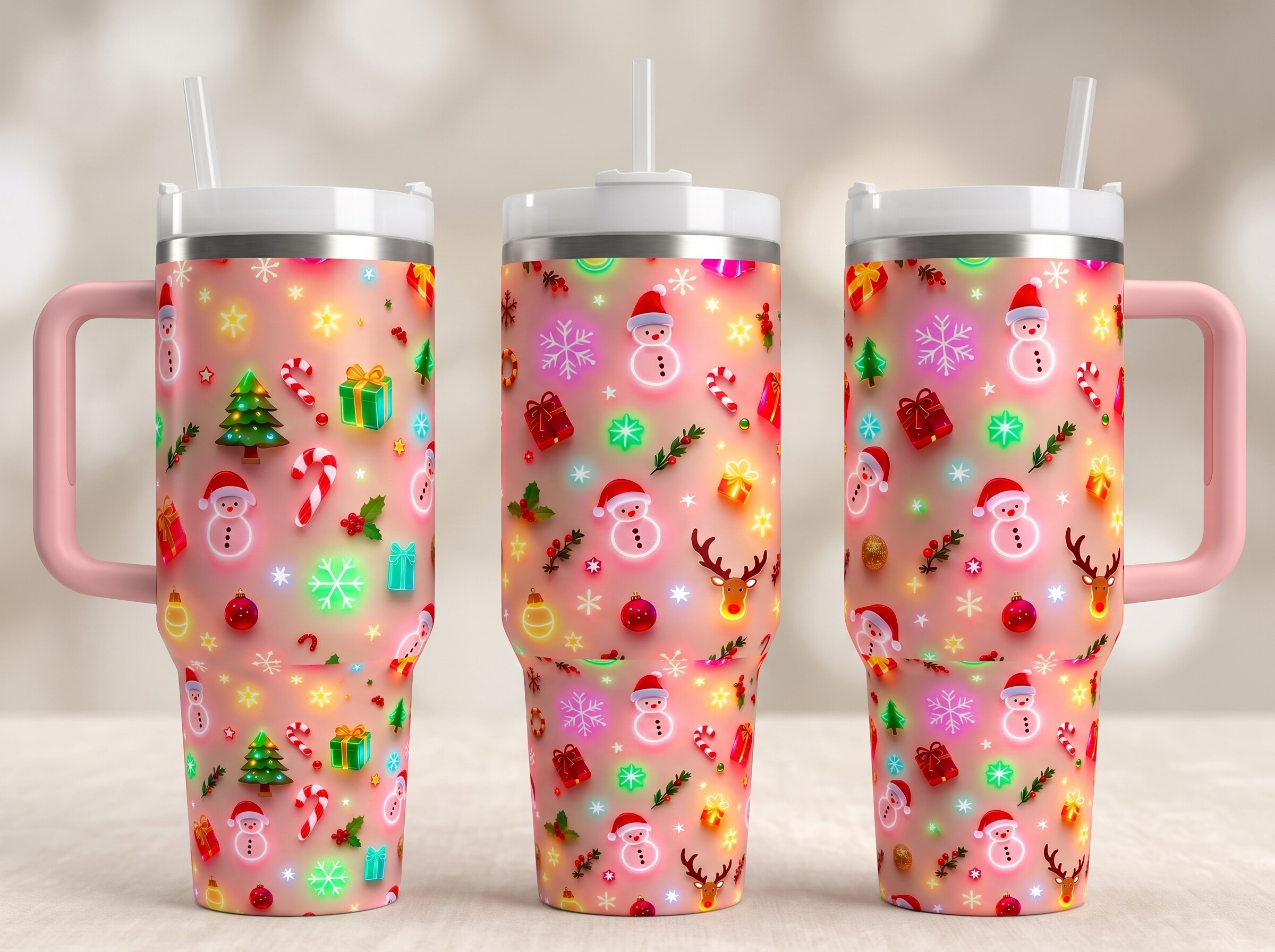 Cute Christmas 40oz Tumbler Wrap PNG